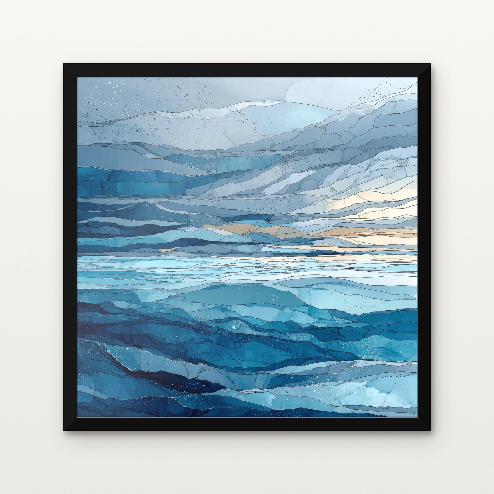 Glacial Drift II Abstract Canvas Painting - Black Classic Frame | DrawTools Buy Glacial Drift II Abstract Canvas Painting Online - Black Classic Glazed Frame | DrawTools