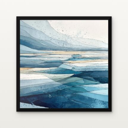 Buy Glacial Drift III Abstract Canvas Painting Online - Black Classic Glazed Frame | DrawTools