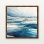 Glacial Drift III Framed Wall Art in Warm Walnut Classic Frame - Premium abstract art for living room | DrawTools