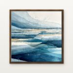 Luxury Glacial Drift III Canvas Print in Warm Walnut Floating Frame - Modern Interior Wall Art | DrawTools