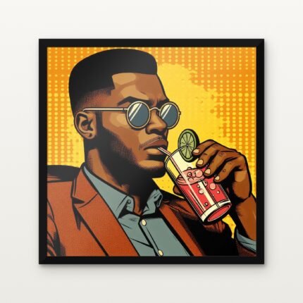 Buy Golden Gaze Gentleman with a Twist Pop Canvas Painting Online - Black Classic Glazed Frame | DrawTools