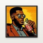 Handcrafted Golden Gaze Gentleman with a Twist Floating Canvas Wall Painting - Ready to Hang Pop Art | DrawTools