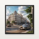 Handcrafted Golden Hour on Heritage Street Floating Canvas Wall Painting - Ready to Hang Historical Buildings Art | DrawTools