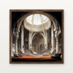 Luxury Hall of the Celestial Vault Canvas Print in Warm Walnut Floating Frame - Modern Interior Wall Art | DrawTools