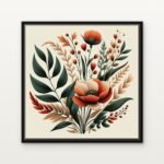Handcrafted Harvest Flame in Porcelain Dreams Floating Canvas Wall Painting - Ready to Hang Botanical Art | DrawTools