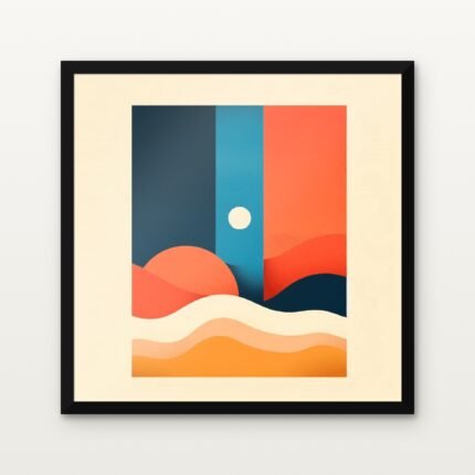 Buy Horizons of Fire and Calm Minimal Canvas Painting Online - Black Classic Glazed Frame | DrawTools