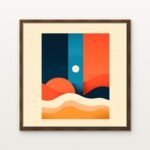 Luxury Horizons of Fire and Calm Canvas Print in Warm Walnut Floating Frame - Modern Interior Wall Art | DrawTools