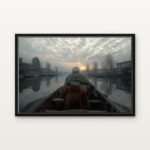 Handcrafted Journey Through the Mistbound Canal Floating Canvas Wall Painting - Ready to Hang Emotion Art | DrawTools