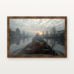 Journey Through the Mistbound Canal Framed Wall Art in Warm Walnut Classic Frame - Premium art for home decor | DrawTools