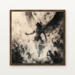 Luxury Judgment Soars Krishna Canvas Print in Warm Walnut Floating Frame - Modern Interior Wall Art | DrawTools