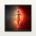 Katyayani (The Warrior Goddess) in Black Floating Frame on a Canvas Print - DrawTools