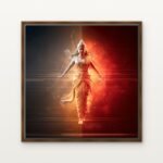 Katyayani (The Warrior Goddess) in Brown Floating Frame on a Canvas Print - DrawTools