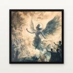 Buy Krishna Guardian of the Skies Divine Spiritual Canvas Painting Online - Black Classic Glazed Frame | DrawTools