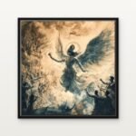Handcrafted Krishna Guardian of the Skies Floating Canvas Wall Painting - Ready to Hang Divine Spiritual Art | DrawTools