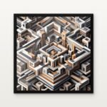 Buy Labyrinth of the Ancients Abstract Canvas Painting Online - Black Classic Glazed Frame | DrawTools