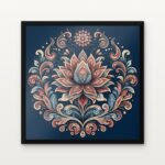 Buy Lotus Empress of the Midnight Bloom Traditional Canvas Painting Online - Black Classic Glazed Frame | DrawTools