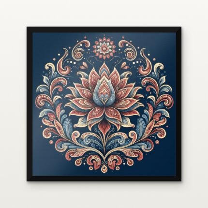 Buy Lotus Empress of the Midnight Bloom Traditional Canvas Painting Online - Black Classic Glazed Frame | DrawTools