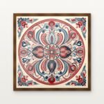 Mandala of the Scarlet Blossom Framed Wall Art in Warm Walnut Classic Frame - Premium art for home decor | DrawTools
