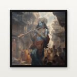 Buy Melody of Krishna Divine Spiritual Canvas Painting Online - Black Classic Glazed Frame | DrawTools
