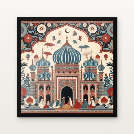 Buy Minarets of the Eternal Dawn Traditional Canvas Painting Online - Black Classic Glazed Frame | DrawTools