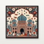 Handcrafted Minarets of the Eternal Dawn Floating Canvas Wall Painting - Ready to Hang Traditional Art | DrawTools