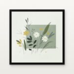 Buy Moonlit Blossoms of Solitude Botanical Canvas Painting Online - Black Classic Glazed Frame | DrawTools