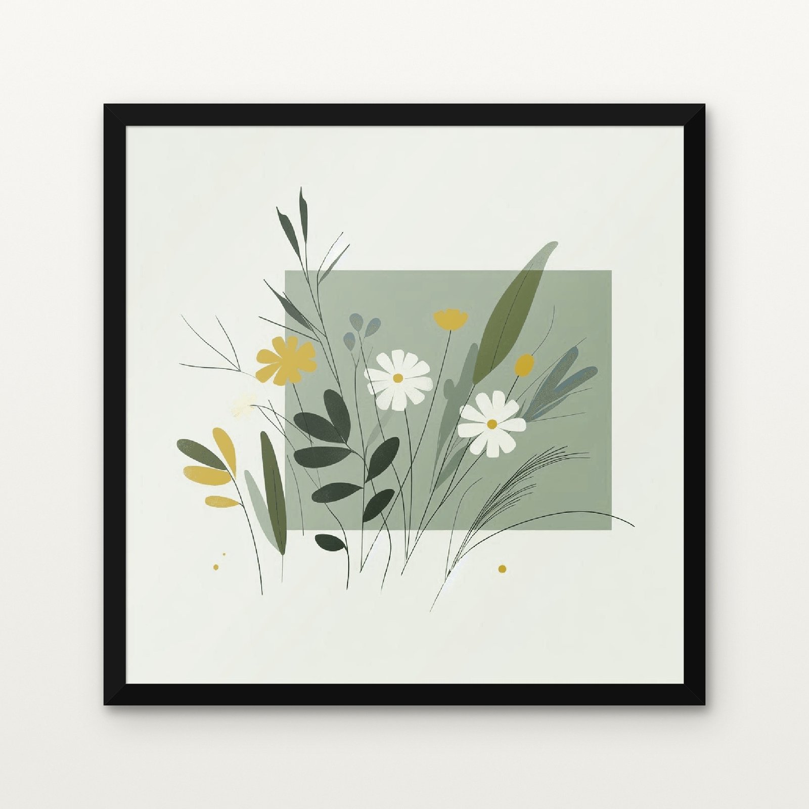 Moonlit Blossoms of Solitude Botanical Canvas Painting - Black Classic Frame | DrawTools Buy Moonlit Blossoms of Solitude Botanical Canvas Painting Online - Black Classic Glazed Frame | DrawTools