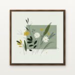 Luxury Moonlit Blossoms of Solitude Canvas Print in Warm Walnut Floating Frame - Modern Interior Wall Art | DrawTools
