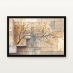 Buy Mustard Bloom Abstract Canvas Painting Online - Black Classic Glazed Frame | DrawTools