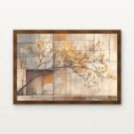 Mustard Bloom II Framed Wall Art in Warm Walnut Classic Frame - Premium abstract art for living room | DrawTools