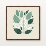 Luxury Nature's Emblem in Harmony Canvas Print in Warm Walnut Floating Frame - Modern Interior Wall Art | DrawTools