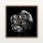 Luxury Orb of Interwoven Dimensions Canvas Print in Warm Walnut Floating Frame - Modern Interior Wall Art | DrawTools