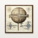 Luxury Orbital Nexus of the High Council Canvas Print in Warm Walnut Floating Frame - Modern Interior Wall Art | DrawTools