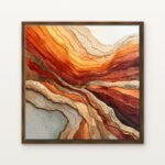 Luxury Oxide Field Canvas Print in Warm Walnut Floating Frame - Modern Interior Wall Art | DrawTools