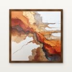 Oxide Field II Framed Wall Art in Warm Walnut Classic Frame - Premium abstract art for living room | DrawTools