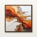 Luxury Oxide Field II Canvas Print in Warm Walnut Floating Frame - Modern Interior Wall Art | DrawTools