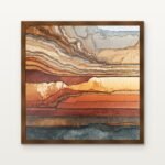 Oxide Field III Framed Wall Art in Warm Walnut Classic Frame - Premium abstract art for living room | DrawTools