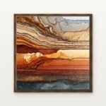 Luxury Oxide Field III Canvas Print in Warm Walnut Floating Frame - Modern Interior Wall Art | DrawTools