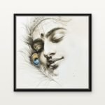 Handcrafted Pencil Sketch of Krishna Floating Canvas Wall Painting - Ready to Hang Divine Spiritual Art | DrawTools