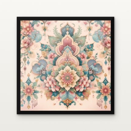 Buy Petals of the Aurora Bloom Traditional Canvas Painting Online - Black Classic Glazed Frame | DrawTools