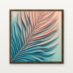 Luxury Plume of the Ocean Breeze Canvas Print in Warm Walnut Floating Frame - Modern Interior Wall Art | DrawTools
