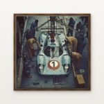 Luxury Precision Before the Storm Canvas Print in Warm Walnut Floating Frame - Modern Interior Wall Art | DrawTools