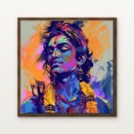 Luxury Prismatic Mahadeva Canvas Print in Warm Walnut Floating Frame - Modern Interior Wall Art | DrawTools