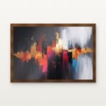 Pulse of the Prism Framed Wall Art in Warm Walnut Classic Frame - Premium abstract art for living room | DrawTools