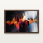 Luxury Pulse of the Prism Canvas Print in Warm Walnut Floating Frame - Modern Interior Wall Art | DrawTools