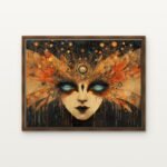 Luxury Queen of the Forgotten Realm Canvas Print in Warm Walnut Floating Frame - Modern Interior Wall Art | DrawTools