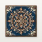 Luxury Radiance of the Infinite Mandala Canvas Print in Warm Walnut Floating Frame - Modern Interior Wall Art | DrawTools