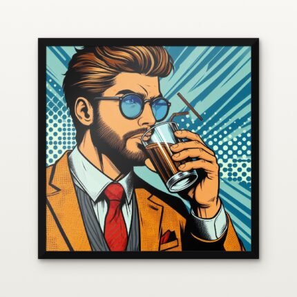 Buy Refined Refreshment The Dapper Draft Pop Canvas Painting Online - Black Classic Glazed Frame | DrawTools