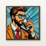 Luxury Refined Refreshment The Dapper Draft Canvas Print in Warm Walnut Floating Frame - Modern Interior Wall Art | DrawTools