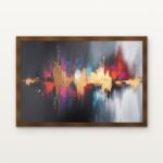 Resonance of Colorfall Framed Wall Art in Warm Walnut Classic Frame - Premium abstract art for living room | DrawTools